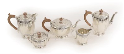 Lot 1252 - A Five-Piece Elizabeth II Silver Tea and Coffee-Service, by Mappin and Webb, Sheffield, 1977,...