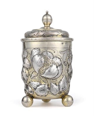 Lot 1259 - A German Parcel-Gilt Silver Cup and Cover, by Matthaus Schmidt, Augsburg, circa 1680, slightly...