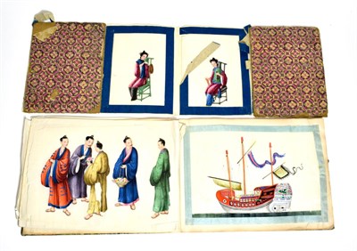Lot 2031 - Pith Paintings A collection of Chinese pith paintings, believed to be 19th century, comprising;...