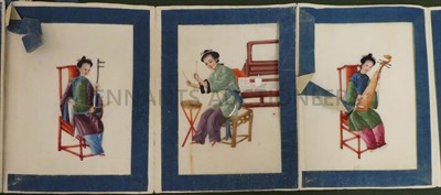 Lot 2031 - Pith Paintings A collection of Chinese pith paintings, believed to be 19th century, comprising;...