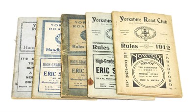 Lot 2109 - Cycling Yorkshire Road Club, Rules, List of Members and General Handbook .., 1912, 1914, 1925,...