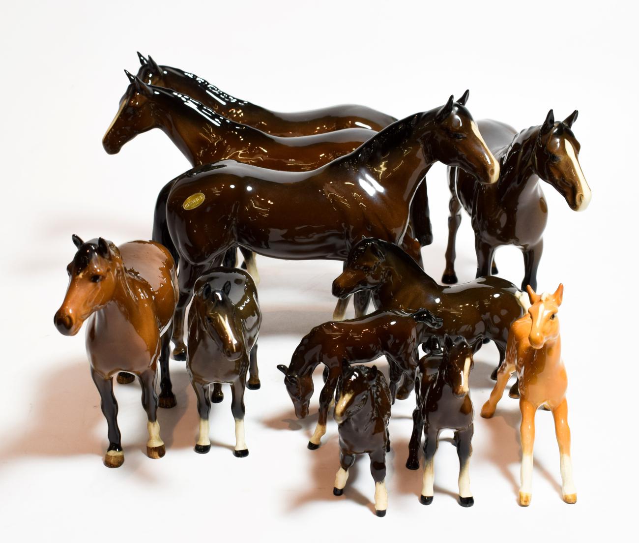 Lot 2 - Beswick horses and foals including: New Forest Pony ''Johnathen 3rd'', 1646, Sheltand Pony...