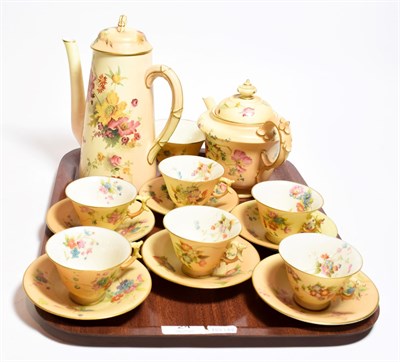 Lot 24 - Royal Worcester blush ivory tea and coffee wares, including; coffee pot, tea pot, sugar bowl...