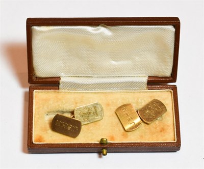 Lot 51 - A pair of 9 carat gold cufflinks