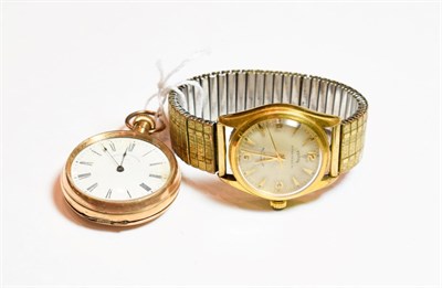 Lot 52 - A gold plated Tudor Oyster wristwatch on expanding bracelet; and an American Waltham pocket watch