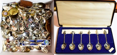 Lot 55 - A large collection of collector's spoons, EPNS and plated; together with assorted caddy spoons;...