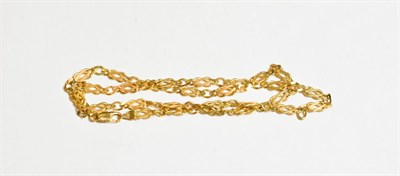 Lot 65 - A fancy link necklace, stamped '375', length 45cm
