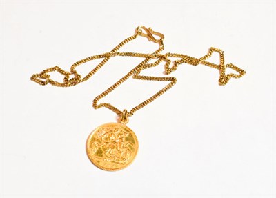 Lot 72 - A 1926 half sovereign with a soldered bale on chain, chain length 38cm