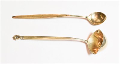 Lot 76 - A Georg Jensen Sterling silver acorn pattern toddy ladle; together with a spoon (2)