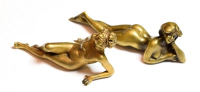 Lot 84 - Austrian School (early 20th century) Reclining female nude,stamped WHK, initialled 'HV', gilt...
