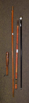 Lot 126 - A 19th century Indian painted walking cane, a William IV beech wood police truncheon, a gilt...