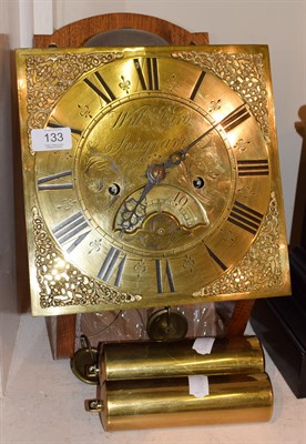 Lot 133 - An eight day wall clock, square brass dial later inscribed Willm Bird, Seagrave, later movement