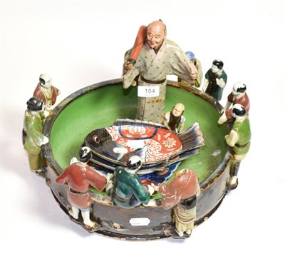 Lot 154 - A collection of 19th/20th century Japanese ceramics, including large figural centrepiece dish...
