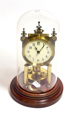 Lot 161 - A Gustow Becker anniversary mantel timepiece, beneath glass dome