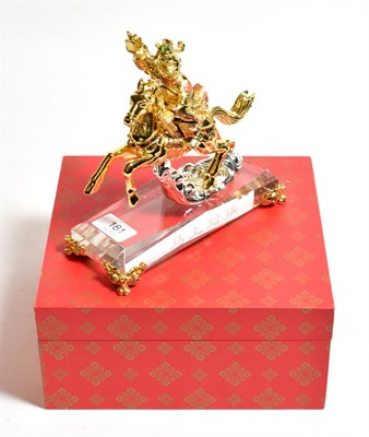 Lot 181 - A Chinese gold plated and silver plated model of The Monkey King, astride a stallion, by Bloom,...