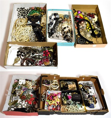 Lot 204 - A quantity of costume jewellery in four large boxes