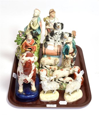 Lot 238 - Assorted 19th century Staffordshire figures including Elijah, various animals etc. (qty) (a.f.)