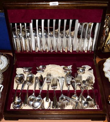 Lot 262 - A canteen containing a silver plated flatware service for eight place settings