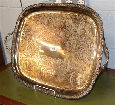 Lot 264 - A large twin handled silver plated tray