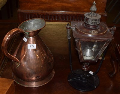 Lot 272 - A ships lantern and a copper jug/measure (2)