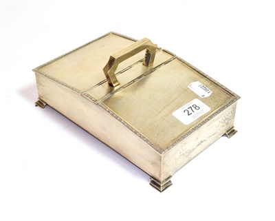 Lot 278 - Silver double cigarette box with handle