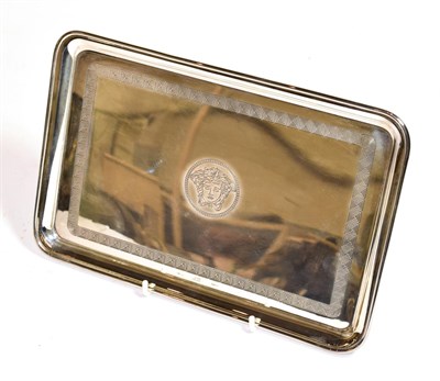 Lot 284 - A Versace sterling silver Medusa tray, stamped 925, boxed