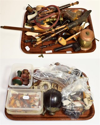 Lot 287 - A large collection of 18th to 20th century pipes and smoking ephemera including, clay pipes,...