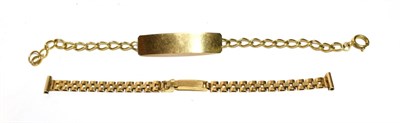 Lot 290 - A 9 carat gold watch bracelet; and a 9 carat gold bracelet (2)