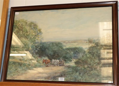 Lot 1003 - David T Robertson (1879-1952) Horses before a cart Signed, watercolour, 53cm by 73.5cm...