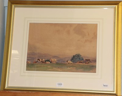Lot 1005 - Fred Lawson (1888-1968) ''Cow Pasture above Redmire'', watercolour, 27cm by 38cm