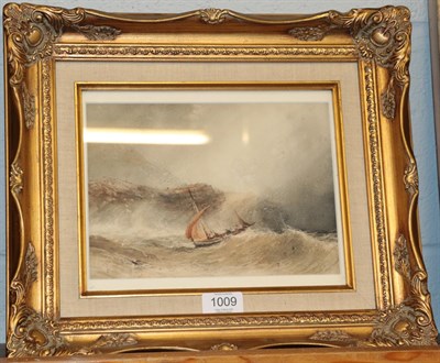 Lot 1009 - Attributed to Henry Barlow Carter (1804-1868) ''Off Filey Brigg'', watercolour, 17cm by 23.5cm