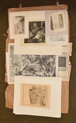 Lot 1020 - A group of prints, etchings and engravings mostly after Old Master paintings; maps;...