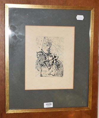 Lot 1029 - After Salvador Dali, ''El Cid'' black and white engraving, 17cm by 12.5cm
