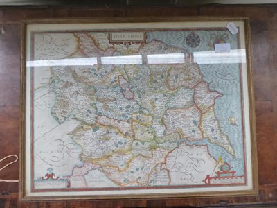 Lot 1037 - Speede (John) 'Yorkshire' hand coloured map, with 'William Hogarth 1764', stipple engraving (2)