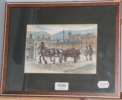 Lot 1040 - Lloyd George Higgins (1912-1980) Firewood Seller, signed pen, ink and watercolour