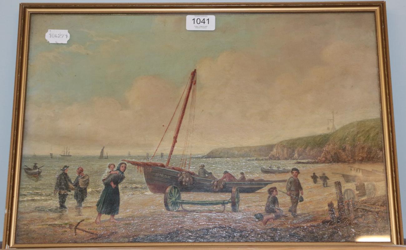 Lot 1041 - C J Midgley (19th century) North eastern beach scene, possibly Whitby, signed and dated 1878,...
