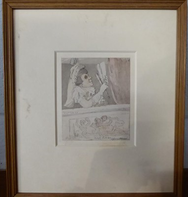 Lot 1043 - John Nixon (1760-1818) ''Lady Lucas in her Box'' Inscribed ''Lady Lucas, Opera House'', also...