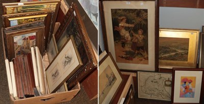 Lot 1054 - 20th Century, English watercolour of sheep in a landscape and a quantity of further pictures...