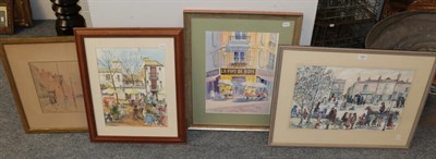 Lot 1067 - Gora Weara, Winter scene, gouache; together with three further watercolour studies by various hands