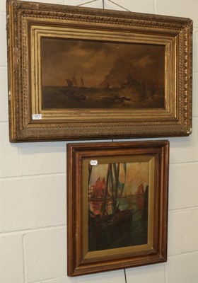 Lot 1071 - Follower of J W Carmichael (19th century) Shipping off a coast, together with a small collection of