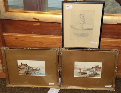 Lot 1077 - Two early 20th century watercolours of the Humber monogrammed SH; and another (3)