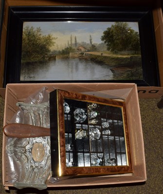 Lot 1090 - Daum glass vase, ladies wood hand held mirror, G Crosby, country scene picture, and eleven...