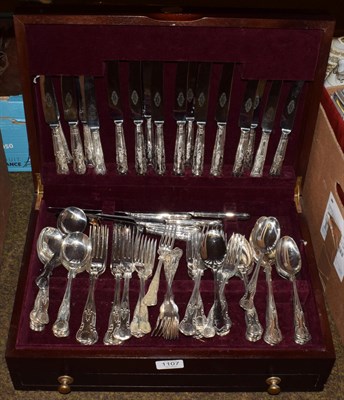 Lot 1107 - A canteen of silver plated King's pattern flatware, twelve settings