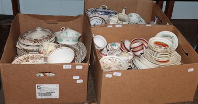 Lot 1121 - Three boxes of miscellaneous English part dinner and tea services, mostly 19th century (a.f.) (qty)