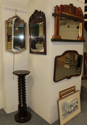 Lot 1144 - A modern heavily carved wall mirror, fruit pediment; with three other wall mirrors and a jardiniere