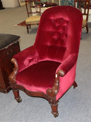 Lot 1156 - A late Victorian upholstered open armchair