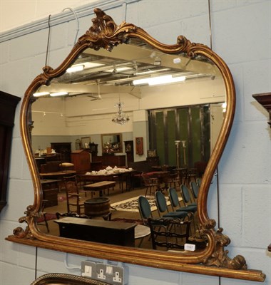 Lot 1167 - A mid 19th century gilt framed over mantel mirror, 104cm high
