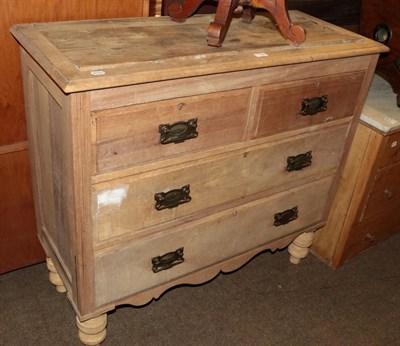 Lot 1188 - Occasional table; a three height pine chest; and a marble top pine chest (3)
