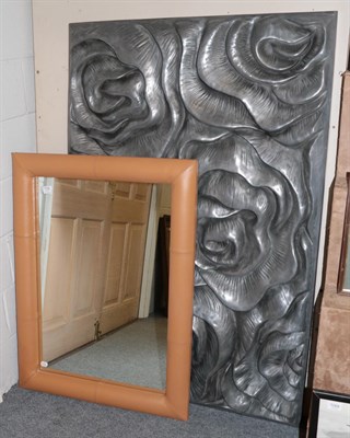 Lot 1192 - A modern mirror; and a modern resin rose sculpture (hanging)