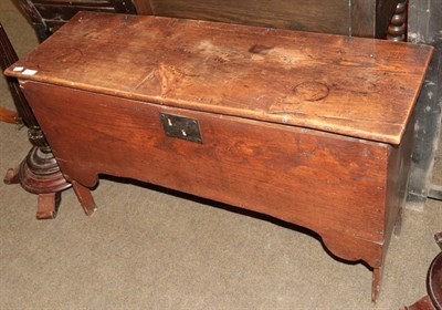 Lot 1210 - An 18th century oak six plank sword chest